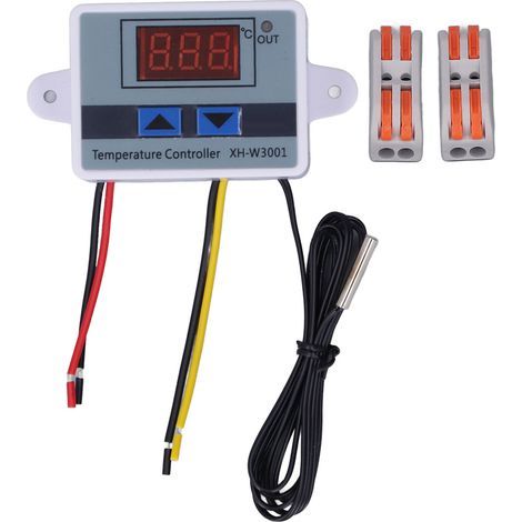 Contrôleur de température numérique LED 1500W, avec sonde étanche, Thermostat à connecteur rapide, AC110-220V, 2 paquets (1/5)