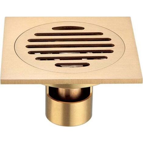 Scarico doccia quadrato in ottone e acciaio inox, antiodore, per bagno, di grande diametro. (1/4)