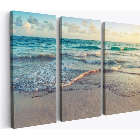Tableau triptyque sur toile - Plage Mer océan (1/2)