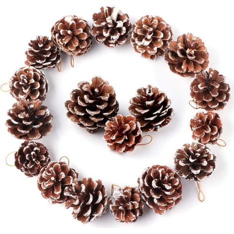 Pommes de Pin à Cônes Naturel Noël Décoration Suspendre pour Sapin Christmas Decor Boules 36pcs 3cm 4cm Blanc (1/4)
