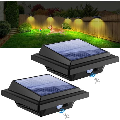 Lampe Solaire Exterieur, 25 LED Lumières Solaires de Gouttière, Lampe Exterieur Solaire, Décoratives Murales IP65 Etanche 500LM Sans Fil pour Passerelles,Jardin,Patio,Clôture(Lumière Chaude,2PCS) (1/5)