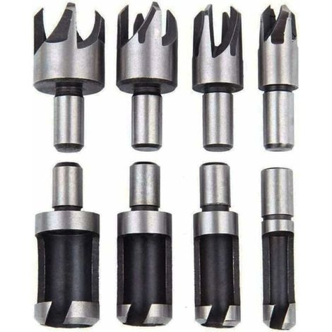 Plug Cutter - 8 Pièces Jeu de Forets à Bouchons Bois - Diamètres 6 mm 10 mm 13 mm 16 mm - Pour Fabrication de Bouchons en Bois et Perçage de Contre-Voiles (1/5)