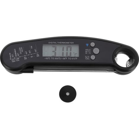 Termometro per carne con ampio display retroilluminato, impermeabile IP67, ricaricabile, portatile, per cucina, colore nero. (1/5)
