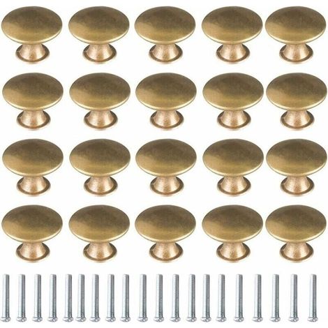 Bouton de Porte Laiton 20 Pièces Vintage Laiton Poignées Boutons de Meuble Boutons Porte de Tiroir Poignée de Meuble Béquille, bouton et poignée de porte Vintage pour Tiroir Armoire Meuble Cuisine de