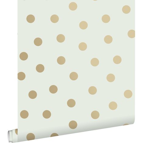 papier peint à motif de petits points blanc cassé et or  - ESTAhome (1/4)