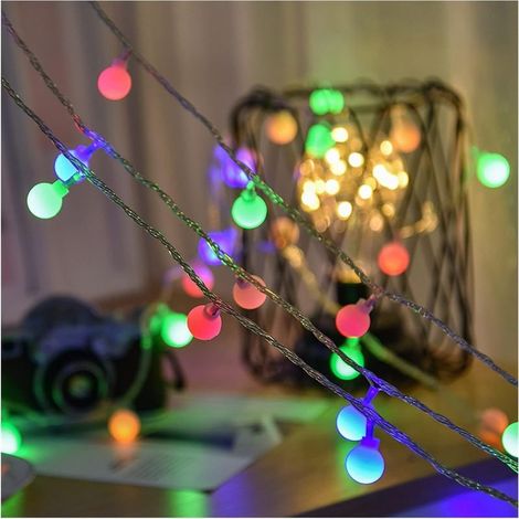 Guirlande lumineuse boule de sapin de Noël, guirlande lumineuse LED colorée, éclairage de décoration intérieure, guirlande lumineuse de Noël, 8 fonctions, 12 mètres, 100 lumières (1/5)