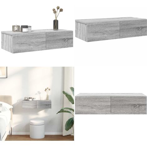 vidaXL Wandregal mit Schubladen Grau Sonoma 60x26,5x15cm Holzwerkstoff (1/5)