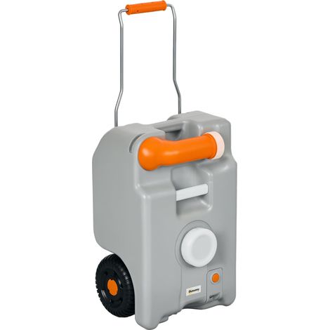 Réservoir d'eau sur roues pour camping bidon d'eau 22 L avec bec de vidange rotatif poignée pliable 33 x 26 x 53 cm gris (1/5)