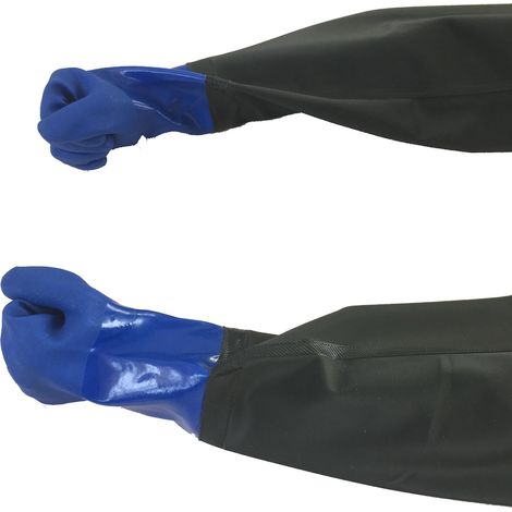 un Sac Contenant Deux Paires De Gants De Bassin, Des Gants De Sablage Bleu Fonc Effet Long, Des Gants De Travail Rsistants Aux Acides, Une Paume G (1/5)