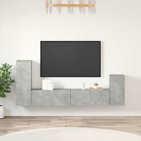 vidaXL 4 Piece TV Cabinet Set Concrete Grey Engineered Wood (1/5)