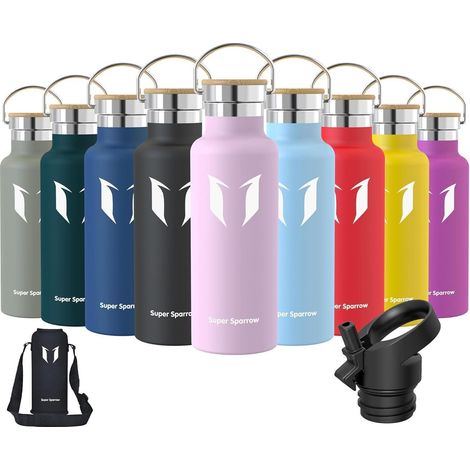 Trinkflasche Edelstahl Auslaufsicher BPAfrei 500 ml Kirschblüten (1/5)