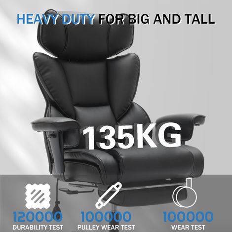 Fauteuil ergonomique gaming avec repose-pieds, soutien lombaire et appui-tête ajustable, dossier haut inclinable en simili cuir noir, parfait pour le travail et le jeu. (1/5)