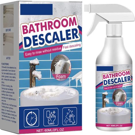 Nettoyeur de Taches Têtues,Bathroom Descaler Cleaner,Nettoyant Puissant pour Taches Tenaces,Nettoyeur WC Salle de Bain,Nettoyant En Mousse Polyvalent pour Toilettes égout Salle de Bain,60ml (1/5)