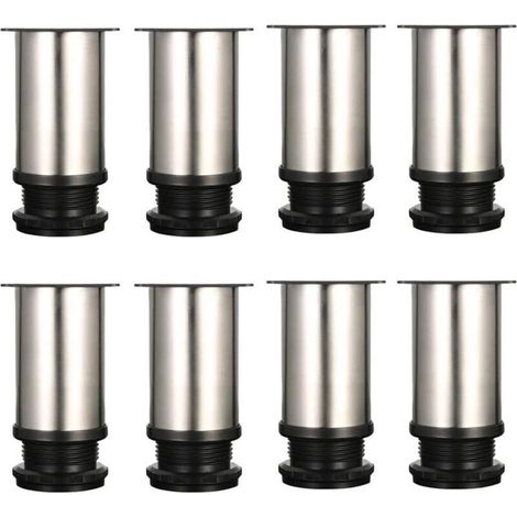 Pieds Meuble Réglables Lot 8 Métal Chromé Hauteur Ajustable 80-95 mm Design Moderne Stable - (1/5)