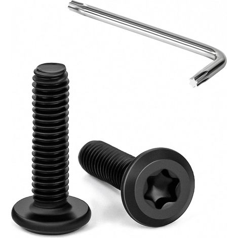 20 Pièces Vis à Tête Plate Torx Noir M4 x 16 mm Vis à Six Pans Creux en Acier Inoxydable A2 V2A Boulons de Meubles Hexagonale avec Clé T20 Filetage Complet (1/5)