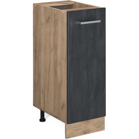 Unterschrank R-Line, Schwarz Beton, 30 cm ohne Arbeitsplatte, Vicco