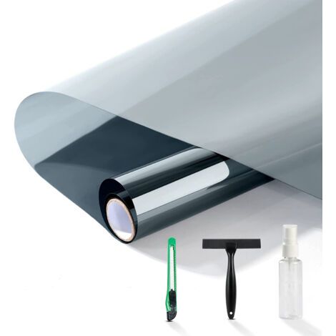 Un ensemble de 4 films d'isolation thermique solaire, autocollants pour fenêtres et film d'ombrage pour serre (argenté avec outils). (1/4)