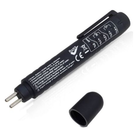 Automatischer Bremsflüssigkeitsfeuchteanalysator mit Bremsflüssigkeits-Teststift und 5 LED-Anzeigen für Dot3, Dot4 und Dot5 (1/4)