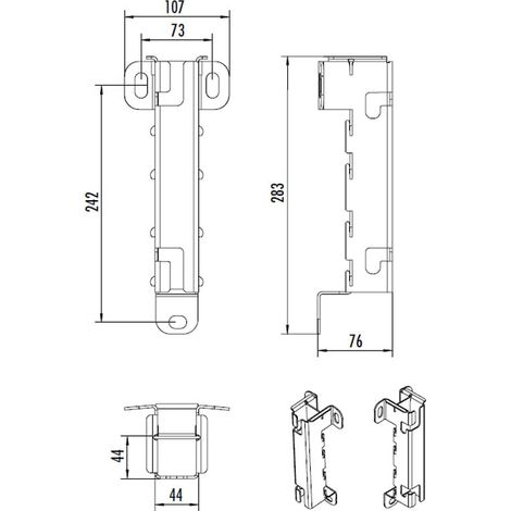 Hailo Führungshülse Typ ECONORM aus Edelstahl 44x44mm, Wandabstand 180mm