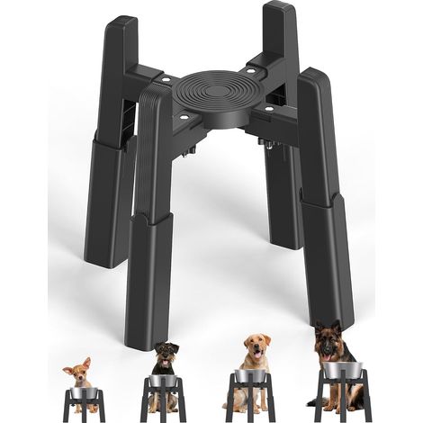 1 - Support de gamelle pour chien - Accessoire réglable - Hauteur et largeur ajustables - Station d&39alimentation stable et antidérapante - Pour grands chiens et chats - Noir - 5,1x9,4 pouces (1/5)