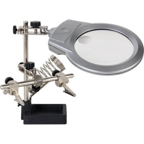 – Troisième main avec loupe éclairante VTHH3N – Alimentation 3 piles AAA – Lentille Ø 90 mm 2.00x – Support fer à souder et pinces crocodiles - RI3180 (1/3)