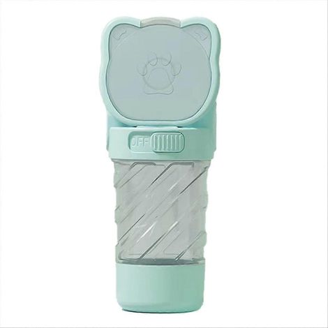 Trinkflasche für Hunde und Katzen mit Aufbewahrungsfach für Futter und Wasser, ideal für Welpen und Hunde. Grüner Reisenapf. (1/5)