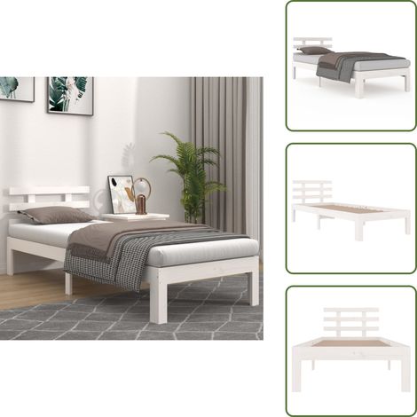 Letto con testiera - vidaXL Giroletto Bianco in Legno Massello 90x200 cm - Letto per camera da letto