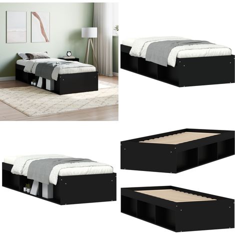 Cadre de lit sans matelas noir 75x190 cm - Cadre De Lit - Lit Simple - Lit Noir - Meuble Chambre - Rangement Sous Lit - Home & Living (1/5)