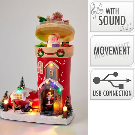 Escena bota led multicolor, con movimiento y música, 26 x 14 x 34 cm