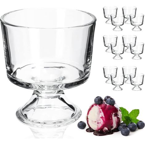 Set di 12 coppe per gelato, coppe per dessert da 280 ml in vetro di alta qualità, dimensioni 10,6 x 9,4 cm, lavabili in lavastoviglie, per gelatine e dessert (280 ml, set da 12). (1/5)
