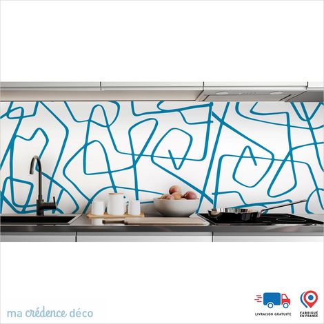 Crédence : Lignes fluides - Couleur Bleu clair - Alu composite - 120 - 60 (1/3)
