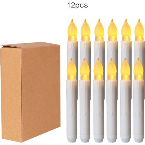 Lntyq 12 Stück LED-Stabkerzen ohne Flamme, schwimmende Kerzen mit flackernder Flamme, batteriebetriebene Stabkerzen (1/5)