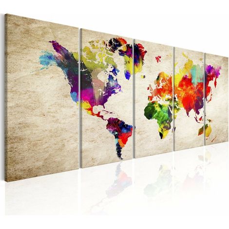 Tableau carte du monde monde peint - 200 x 80 cm (1/4)