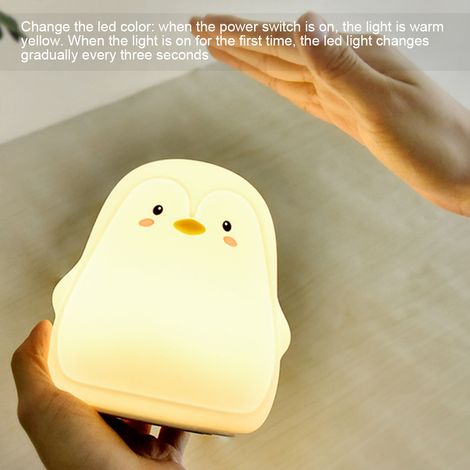 Weiches Silikon-Pinguin-Nachtlicht für Kinder, 7-farbige LED-Touch-Lampe, Geschenk zur Babyparty (1/5)