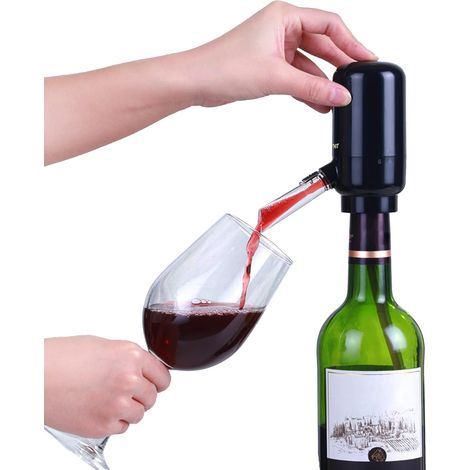 Aérateur de vin électrique, décanteur de vin automatique portable intelligent et distributeur de vin avec pompe pour vin rouge et blanc (noir) (1/5)