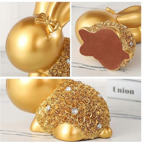1 paire de figurines de lapins pour Pâques, adorables statues de lapins, artisanat et fête (1/4)