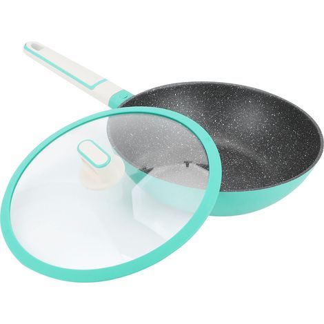 Poêle à frire en alliage d'aluminium antiadhésive pour cuisson de steak, ustensile de cuisine 28cm vert (1/5)