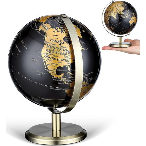 Globe terrestre doré en métal décoratif rotatif (1/5)