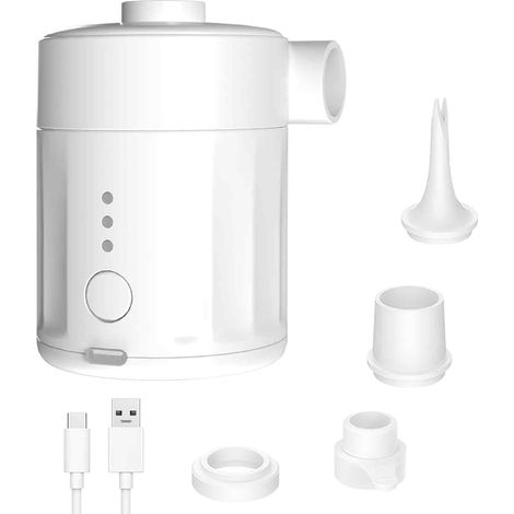 Pompe air électrique portable 5000 Pa, 450 l/min, 4 embouts camping/matelas (1/5)