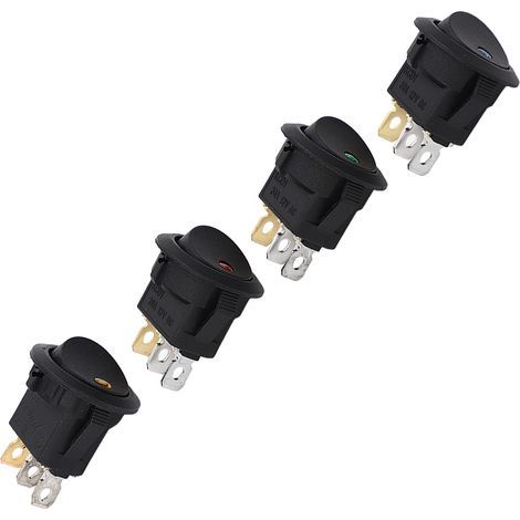 20 pièces interrupteur à bascule 3 broches 2 positions 12V bascule marche/arrêt ABS rond avec LED pour Machine (1/5)