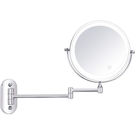 Miroir Maquillage Cosmétique, Miroir Grossissant Lumineux Mural, Miroir Mural Double Face 1X / 10X, Miroir Extension Pivotant 360° Mural, USB Recharge (1/5)