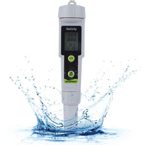 Testeur Sel Piscine, Numérique Testeur Electronique Piscine Sel, Testeur de Qualité de l'eau pour Température Salinité Eau de Mer Piscine d'eau Salée Pêche Aquariums
