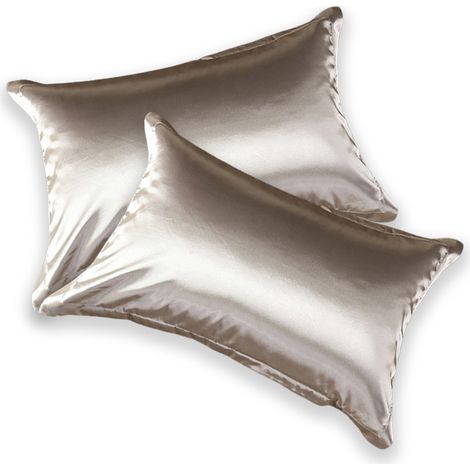 Housse d'oreiller en satin doux pour les cheveux et la peau, lot de 2 housses d'oreiller en satin de soie avec fermeture hôtelière, housses d'oreiller douces et respirantes 48 x 74 cm (1/5)