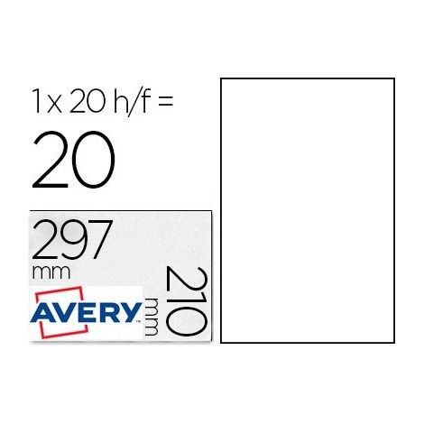 Avery L4775-20 selbstklebendes Etikett Abgerundetes Rechteck Dauerhaft Weiß 20 Stück(e)