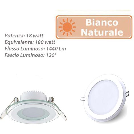 Pannello led ad incasso slim bordo in vetro tondo 18 watt plafoniera luce naturale 4000k (1/5)