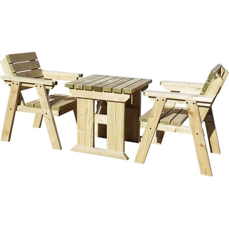 Picnic table and bench set with backrest, natural (light-green) finish, Hazels (1/5)