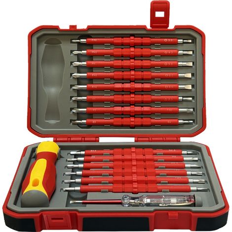 Jeu de Tournevis Isolés 29 en 1, Outils de Réparation Électrique avec Embouts Spéciaux YU, Tri-Wing et Cruciformes, 1 pièce (1/2)