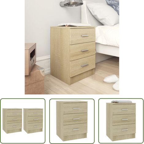 The Living Store Nachttische 2 Stk. Sonoma-Eiche 38x35x56 cm Holzwerkstoff - Nachtschränke - Holznachtttische - Nachttische Set - Wohnzimmerschreibtisch - Beistelltisch (1/5)