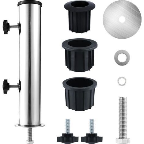 Ensemble de tubes pour mât de parasol, support de parasol d'extérieur, adapté au jardin extérieur (argenté et noir)