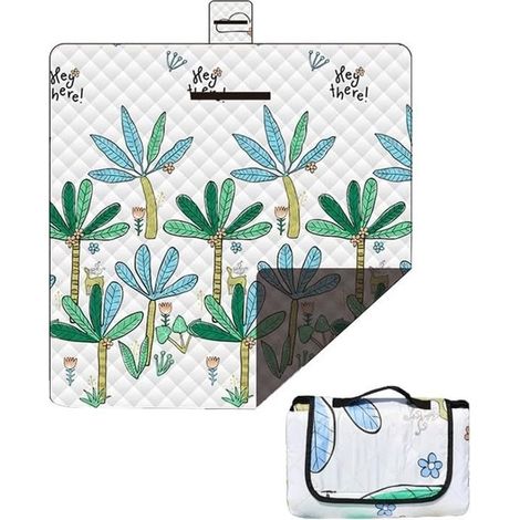 Couverture de pique-nique – 200x200 cm – Imprimé arbres – Imperméable – 3 couches – Sangle de transport (1/5)
